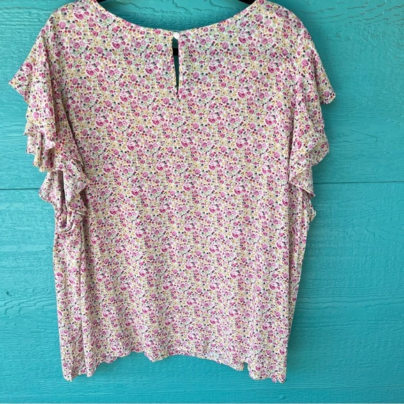 CYNTHIA ROWLEY FLORAL SMALL PRINT FLUTTER SLEEVES TOP SIZE 2X NWT - Picture 6 of 6